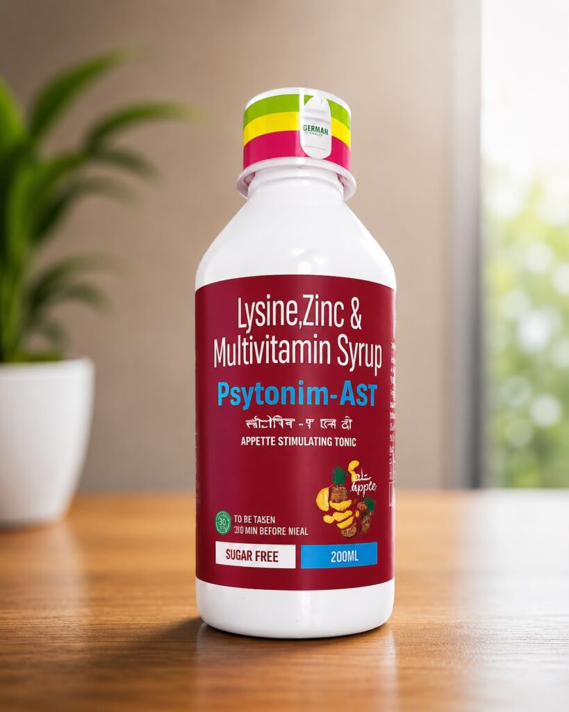 Psytonim-AST Lysine, Zinc & Multivitamin Syrup Sugar Free 200ml